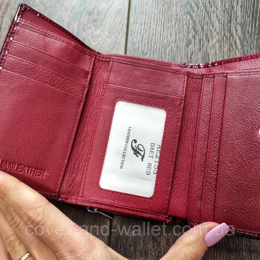 Бордовый лаковый женский кошелёк из натуральной кожи среднего размера ST AE 021 Киев - изображение 6