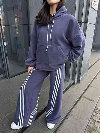 Женский теплый костюм двойка с лампасами из турецкого флиса Серый, 42/44 Одесса