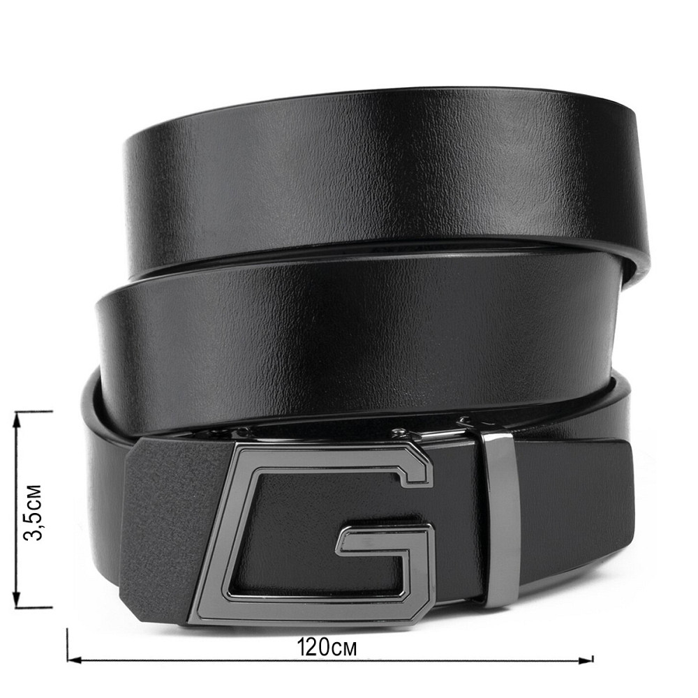 Ремінь чоловічий з пряжкою автомат Vintage 20322 Чорний Київ - фото 6