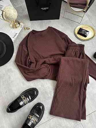 Женский теплый базовый костюм двойка ангора рубчик Шоколад Одесса