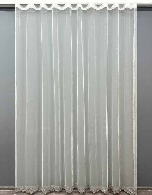 Тюль VR-Textil 1829т Грек-сетка с вышивкой и люрексом цвет Молочный с серым 280х270 см (40-176) Киев - изображение 2