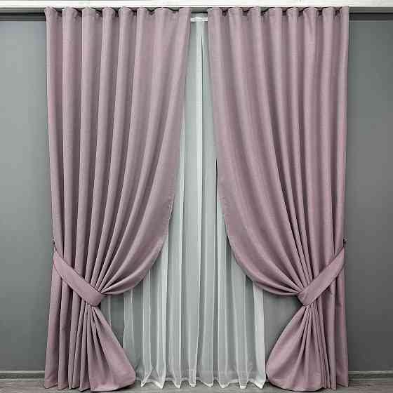 Комплект готовых штор VR-Textil Блэкаут двусторонний ASHEN NIGHT № 1843ш Пудровый 200х270 см 2 шт (32-207) Киев