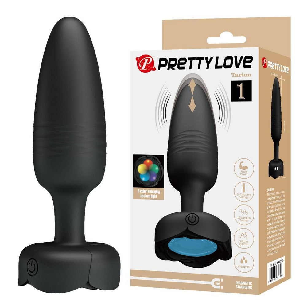Анальный вибратор Pretty Love Tarion с мерцающей подсветкой, черный, 12.5 х 3.4 см Sex Aura Киев - изображение 1