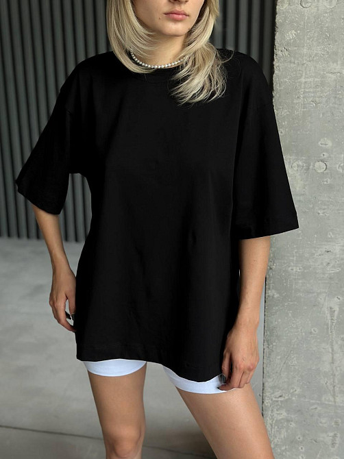 Базова футболка жіноча оверсайз Чорний 48/50 Харків - фото 3