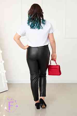 Теплі штани з екошкіри на хутрі "Richy" оптом | Батал Чорний, 52 Київ