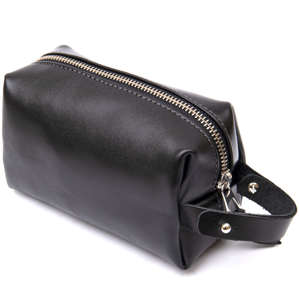 Шкіряна глянсова чоловіча косметичка Чорний (GRANDE PELLE) Київ - фото 6