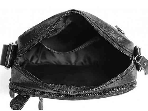 Чоловіча шкіряна сумка через плече чорна Tiding Bag LA3314-1BL Кам'янське