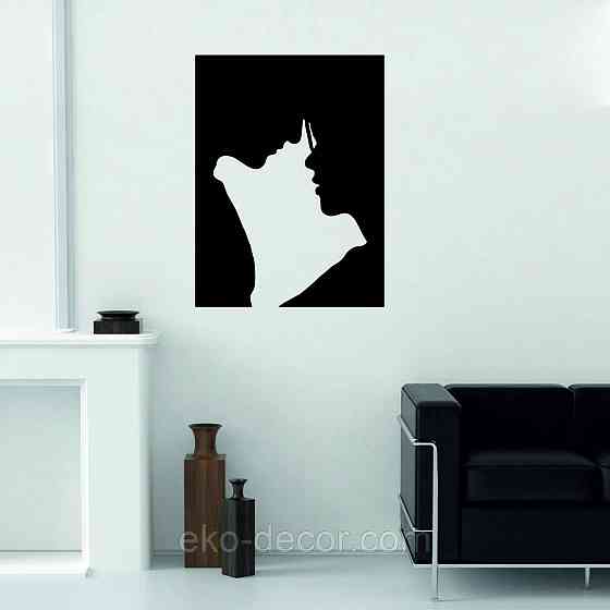 Декоративне настінне 3D Панно «Силует пари», Декор на стіну з об'ємом 70*52 см, Чорний Київ