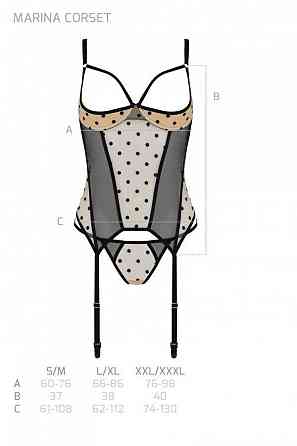 Корсет Passion MARINA CORSET, L/XL, beige, с открытыми чашками Sex Aura Киев