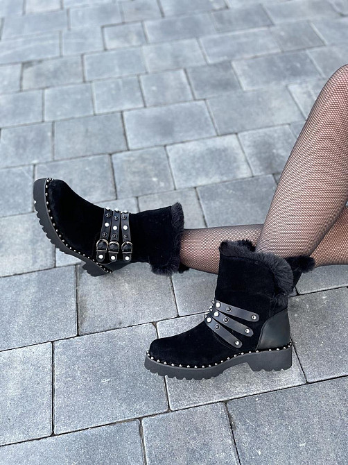 Унты женские M.KRAFT черные натуральная замша зима высота 15см обхват 28см подошва 2/3см размер Коломыя - изображение 10