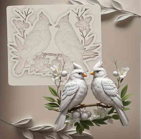 Молд силиконовый Птицы 87 на 80 мм серый Киев