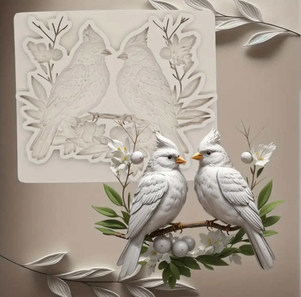 Молд силиконовый Птицы 87 на 80 мм серый Киев - изображение 5