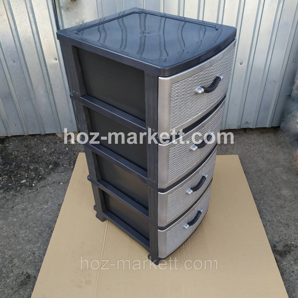 Тумбочка-комод пластиковий сірий на 4 ящики виробництво Україна Харків - фото 5