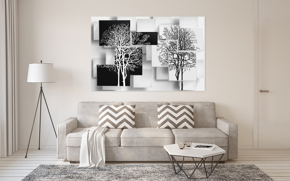 Картина холст у вітальню / спальню Чорно-білі дерева      MLP_17  ( 60х30см ) 60x100 см Київ - фото 2