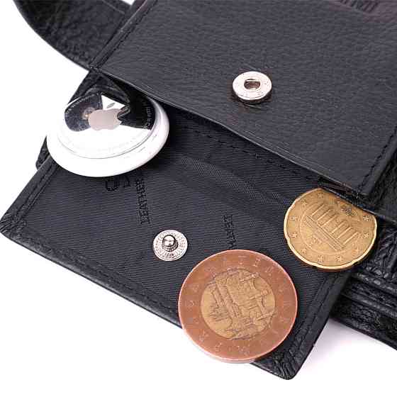 Кошелек для мужчин удобного размера из натуральной кожи ST Leather 22461 Черный Киев