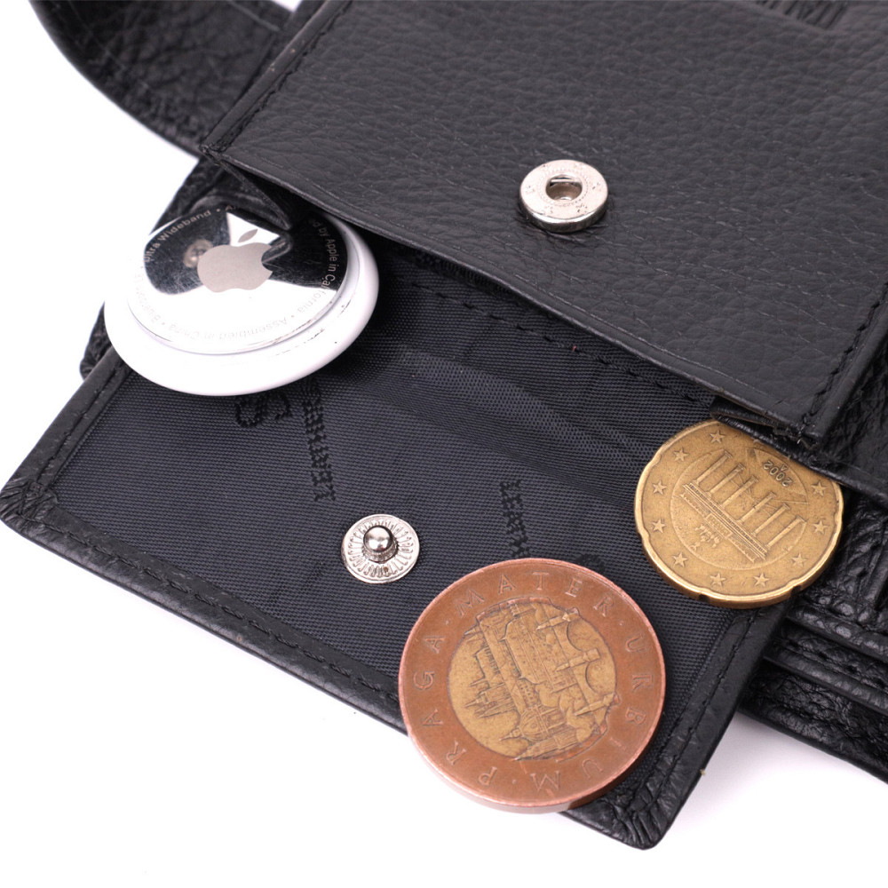 Гаманець для чоловіків зручного розміру із натуральної шкіри ST Leather 22461 Чорний Київ - фото 4