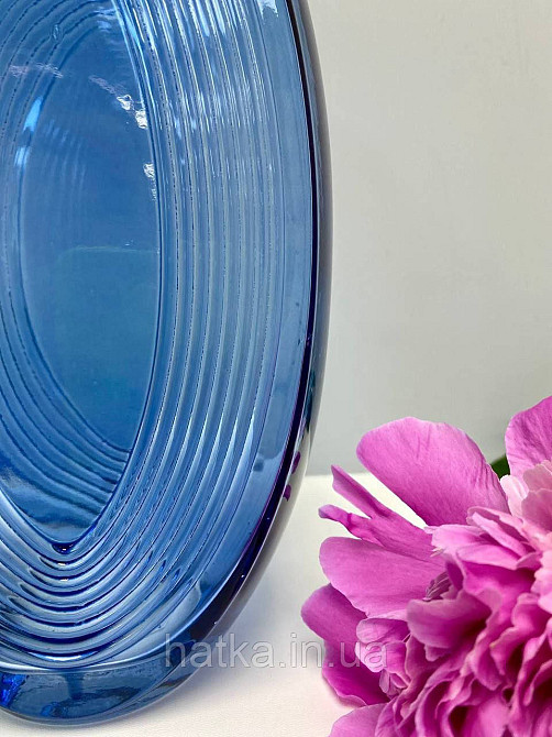 Ваза скляна 11,5*8,5*26,5 см Марокко" синє товсте скло Київ - фото 4
