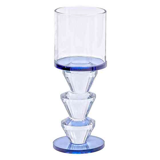 Декоративний скляний підсвічник на ніжці, сірий Київ