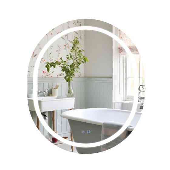 Дзеркало настінне овальне сенсорне Qtap Gemini 800х700 з LED-підсвіткою Touch, з антизапотіванням із диммером Харків