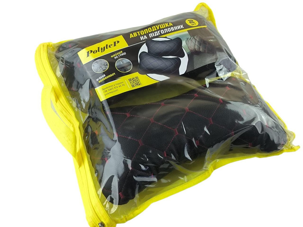 Подушка голову в авто екошкіра червоний рядок (к-кт 2 шт) під Мукачево - фото 4