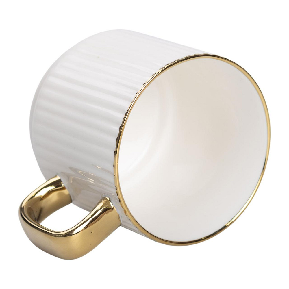 Чашка порцелянова із золотим обідком і золотою ручкою 300 (мл) Біла RX-N231129W Коломия - фото 3