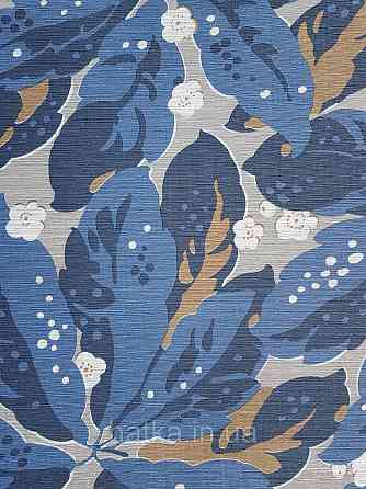 Шпалери флізелінові еко Casadeco Five o'clock 0.53х10 листя великі квіти сині коричневі на бежевому під тканина Київ