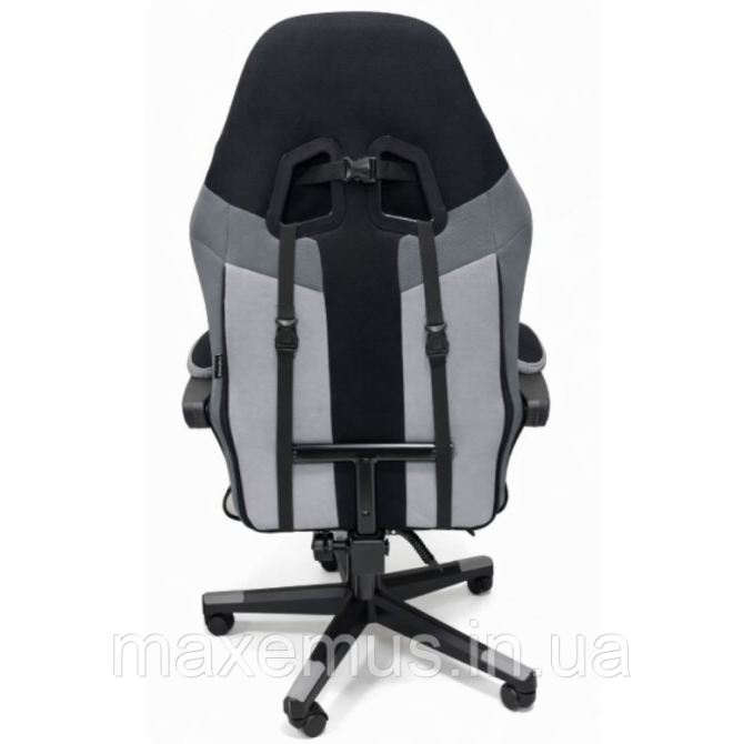 Кресло геймерское из ткани с подставкой для ног B 963 компьютерное кресло для геймера черно-серое Мостиска - изображение 5