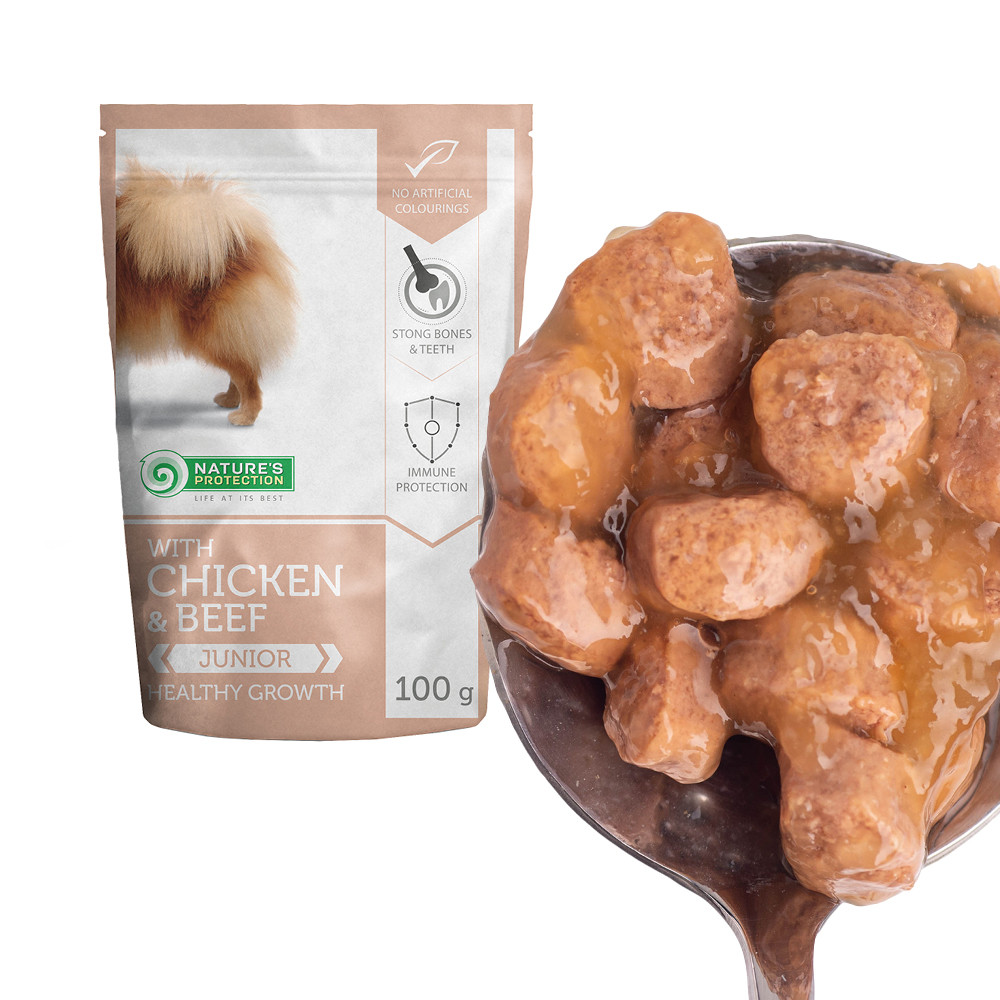 Nature's Protection Junior Small Breeds Healthy Growth Chicken & Beef Вологий корм для молодих собак малих порід з куркою і яловичиною, 100 г Київ - фото 4
