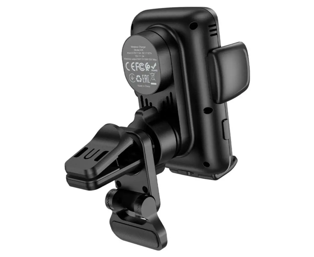 Тримач для телефону Hoco S35 з бездротовою зарядкою (автозахоплення) Чорний Вінниця - фото 6