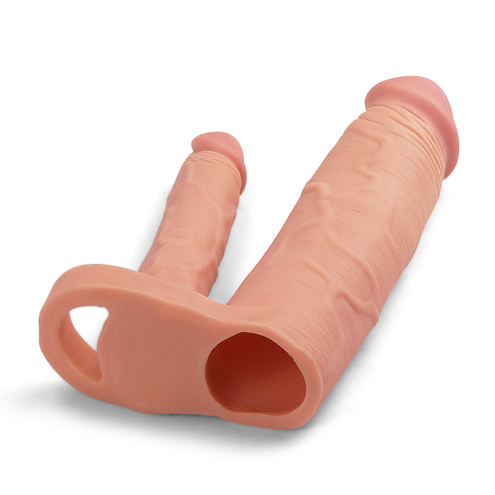 Насадка на член - Pleasure X-Tender Double Penis Sleeve Add 2" Flesh Sex Aura Київ - фото 7