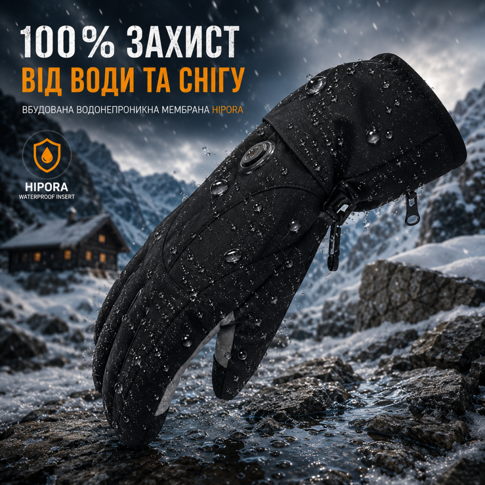 Перчатки с подогревом Aroma Season L/XL Водонепроницаемые Аккумуляторные 3000 мАч Черные (Для лыж, мотоцикла, туризма) Киев - изображение 7