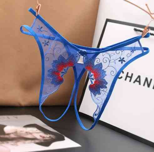 Эротические трусы женские с разрезом универсальный синий Киев