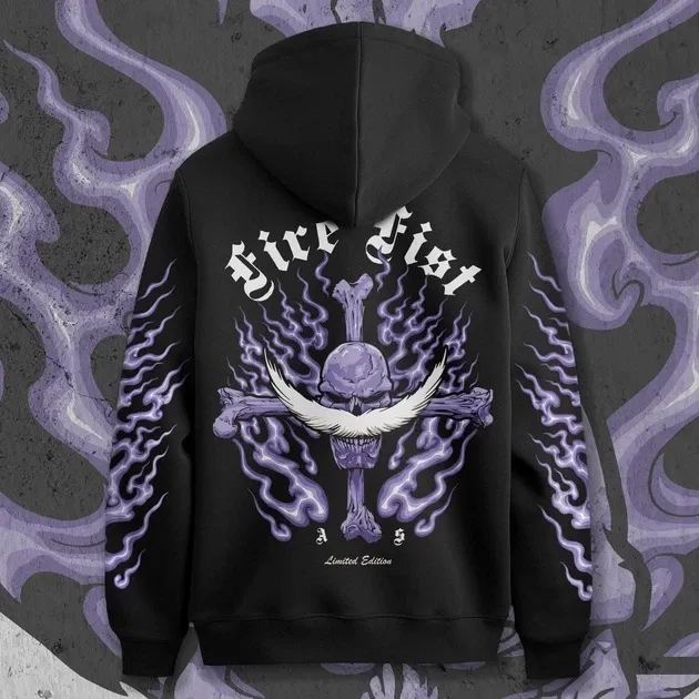 Худи мужское с принтом Ван Піс Fire Fist Purple Edition Размер 52 Anime1247 Днепр - изображение 1