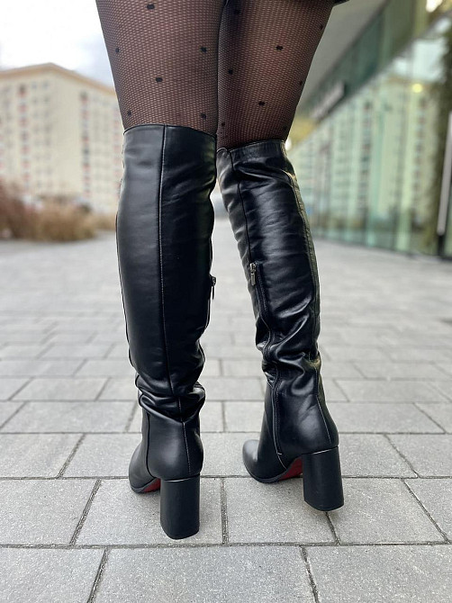 Nivelle Ботфорти жіночі чорні, натуральна шкіра, зимові, наповнювач євро-вовна, на підборах р. Коломия - фото 6