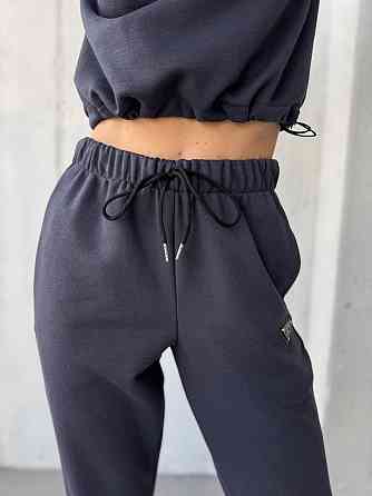 Жіночий повсякденний костюм-двійка: кофта та штани двохнитка-петля Графіт, 46 Одеса