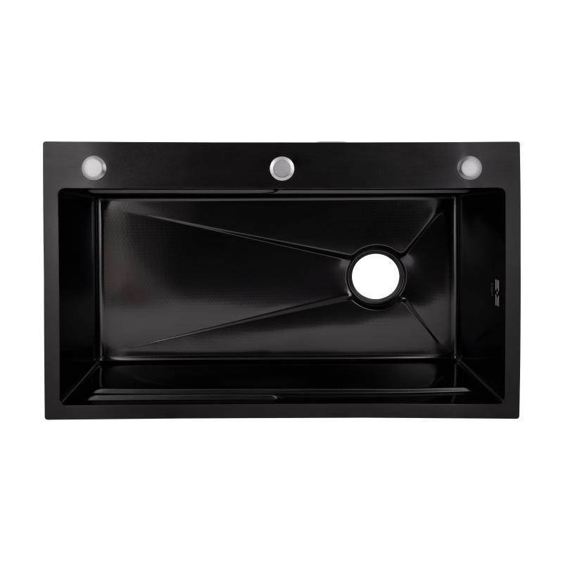 Мийка для кухні інтегрована Lidz Handmade H7545B Decor Black PVD Honeycomb 3,0/1,0 мм LDH7545BDECPVD48373 чорна Київ - фото 3