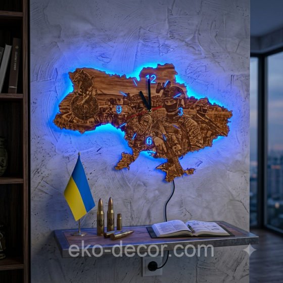 Дерев`янний настінний годинник з підсвіткою''"Сили Спеціальних Операцій (ССО) ЗСУ" Київ