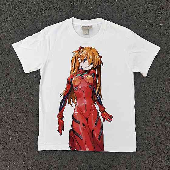 Футболка для мальчика с принтом аниме Неон Генезис Евангелион Асука Ланглей Сорйу оверсайз (рост от 165 до 180 ) Черний Днепр