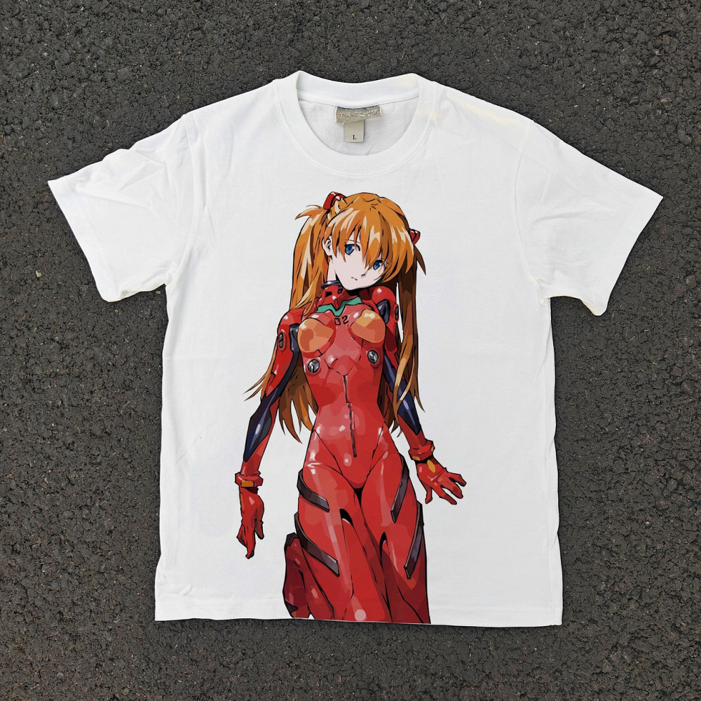 Футболка для хлопчика з принтом аніме Неон Генезис Євангеліон Асука Ланглей Сорйу оверсайз (зріст від 165 до 180) Чорний Дніпро - фото 1