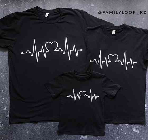 Футболки в стиле Family look для мамы, папы и ребенка - Кардиограмма сердца Черновцы