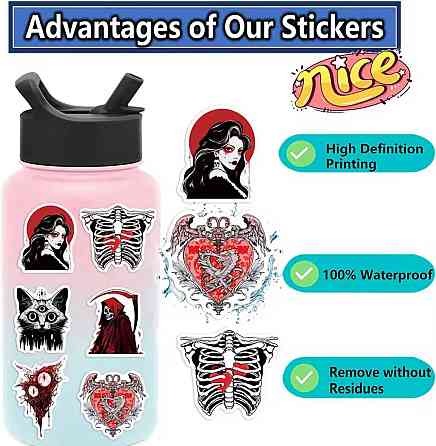 Набор наклеек в готическом стиле – 50 шт для декора Киев