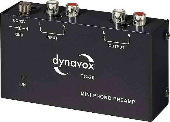 Фонокорректор Dynavox TC-20 для винилового проигрывателя MM компактный металлический корпус черный RCA Киев