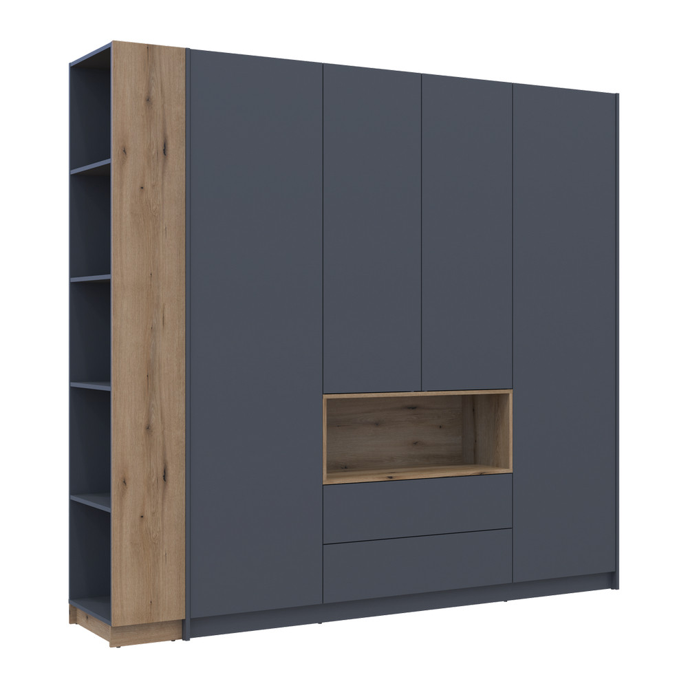 Шкаф для одежды с нишей и этажеркой Doros Дейл Графит/Дуб Эвок 4 ДСП 234х52х220 DRS-011738 (42005158) Львов - изображение 3