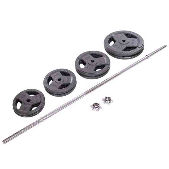 Штанга пряма зі сталевими блінами на 80 кг довжина-1,8 мм SPORT 2431-80 Київ