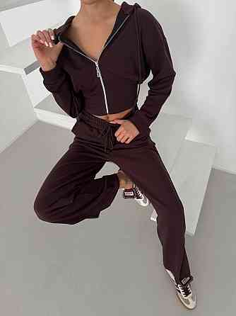 Женский повседневный костюм двойка турецкая петля Шоколадный, 46/48 Одесса