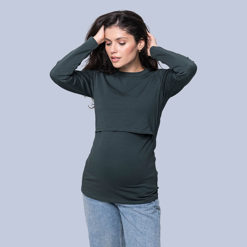 Лонгслів для вагітних та годуючих Изумрудный Київ - фото 3