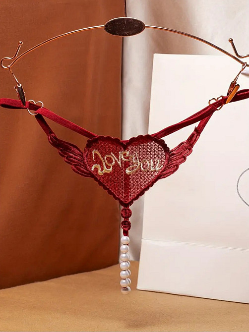 Трусики с бусинками Love you one size бордовый Киев - изображение 2