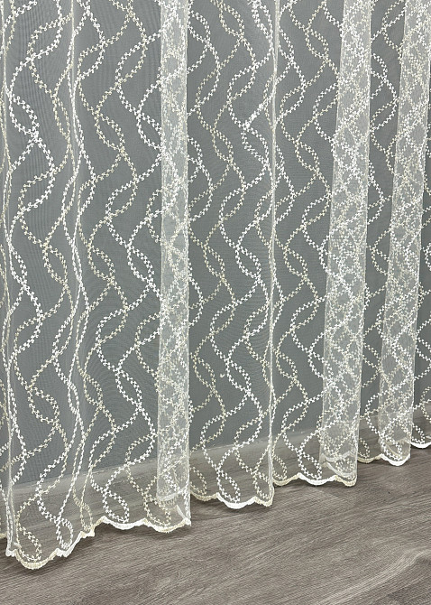 Тюль фатин с вышивкой и люрексом Цвет молочный с золотистым 1833т Киев - изображение 7