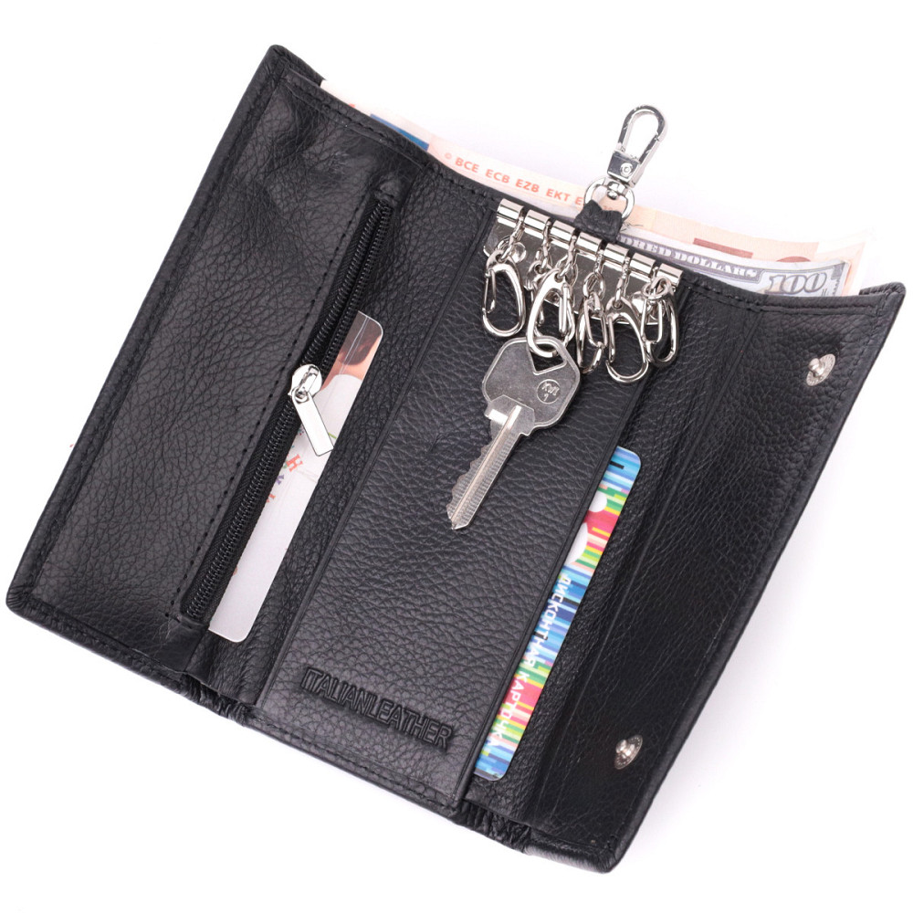 Большая ключница с функцией кошелька из натуральной кожи ST Leather 22492 Черный Киев - изображение 5