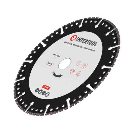 Диск универсальный сегментный алмазный, 180 мм, 16-18%, 8600 об/мин INTERTOOL CT-1011 Киев